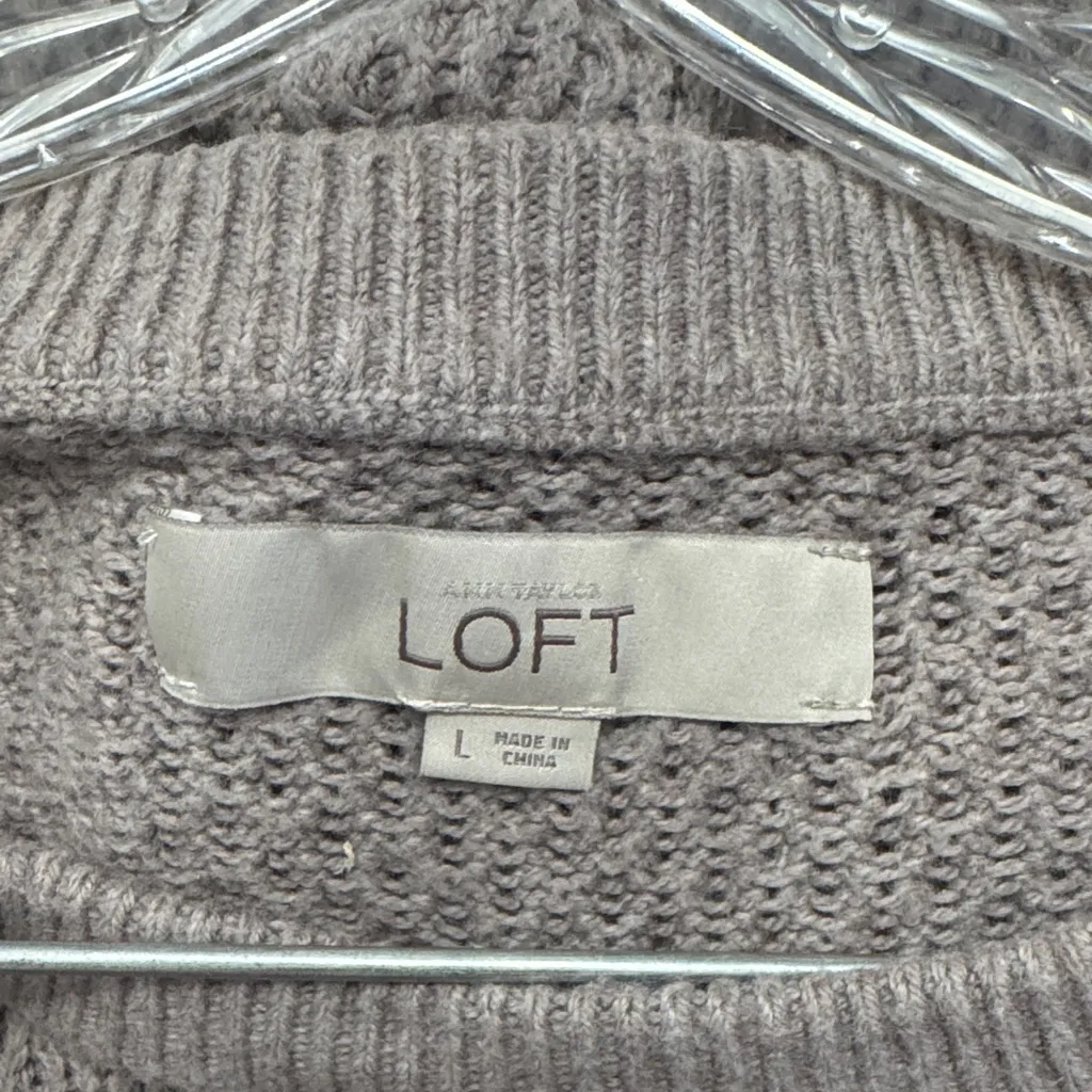 LOFT Taupe Textured Crew Neck Sweater - Image 11