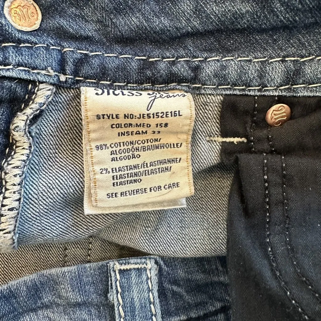 Miss Me Mid Rise Easy Boot Jeans Size 28 Embellished Back Pockets Y2K - Image 8