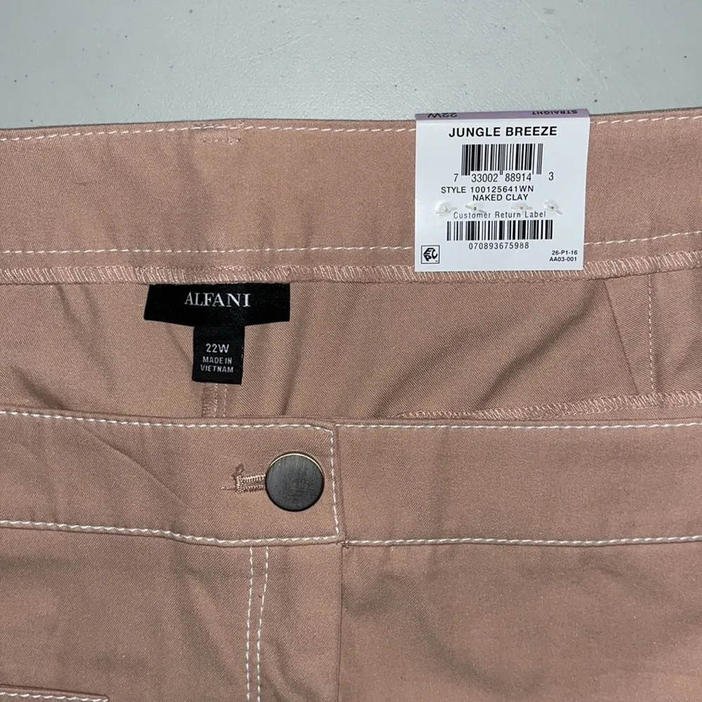 Alfani Plus NWT Size 22W Naked Clay Pink/Tan Jungle Breeze Straight Ankle Pant - Image 5