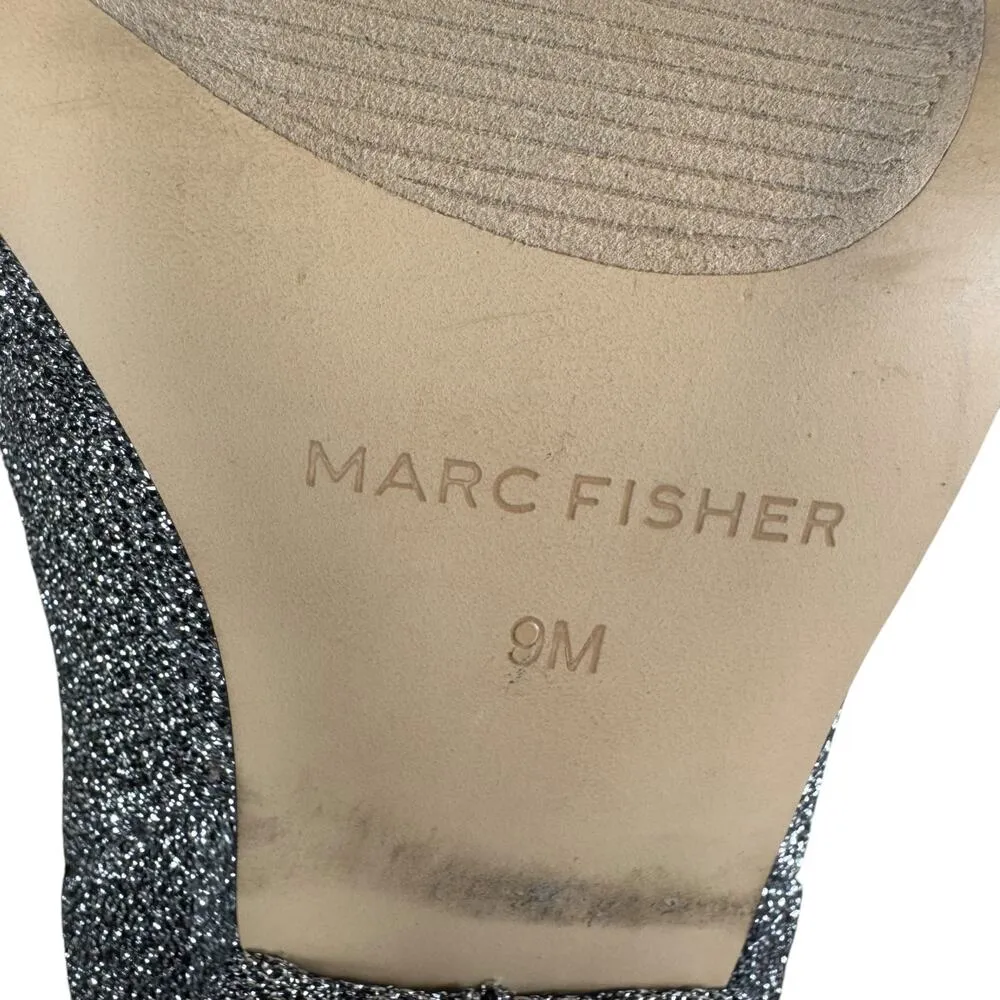 Marc Fisher Silver Shimmer Glitz Glamour Heeled Knee High Slouch Boots Size 8 - Image 5
