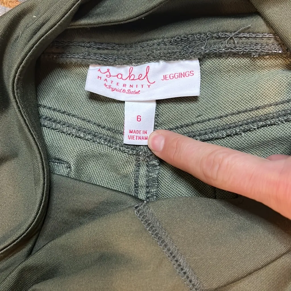 Ingrid & Isabel Maternity moto pant jegging olive green casual stretch Size undefined - Image 9