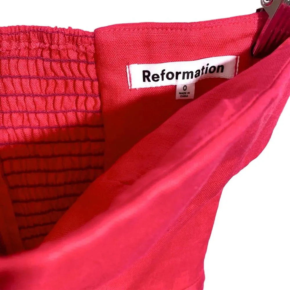 Reformation NEW Isles Linen Strapless Scalloped Mini Dress Corvette Pink Size 0 - Image 8