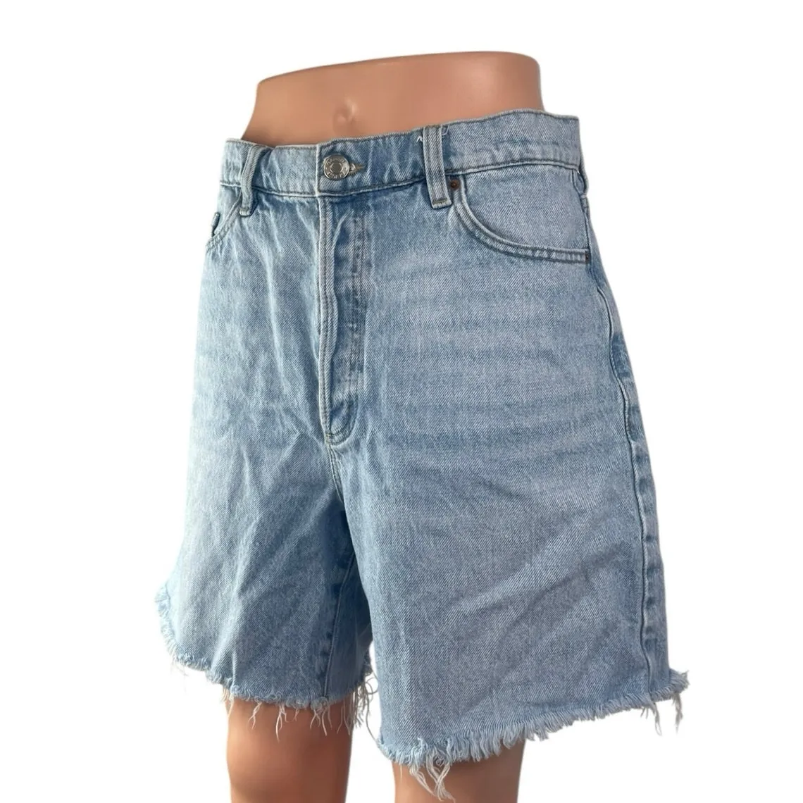 Garage Women's Blue High Rise Raw Hem Cut Off Bermuda Denim Jean Shorts Size 29 - Image 3