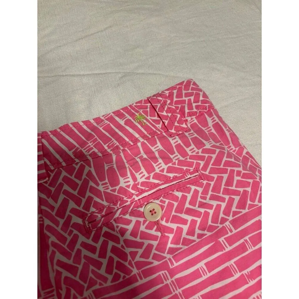 Lilly Pulitzer Women's Bamboo Print Resort Fit Zip Up Shorts Size 6 Pink - Image 4