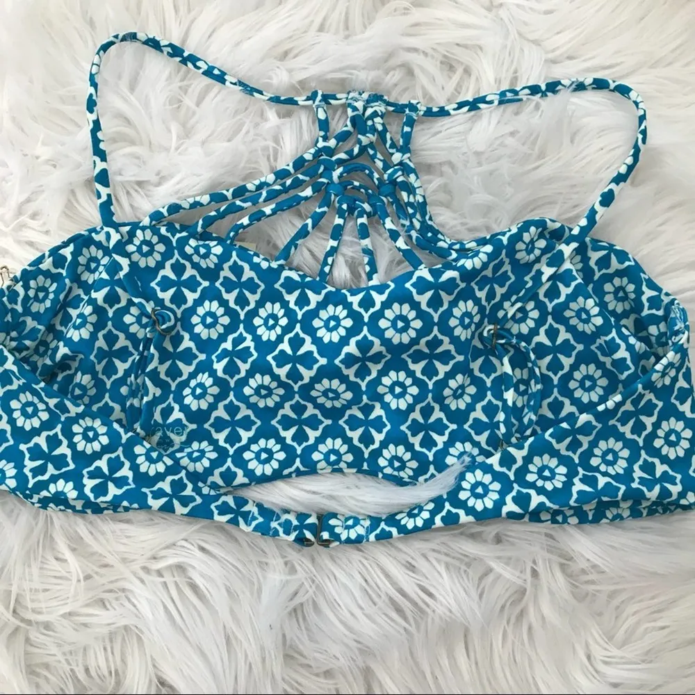 Tori Praver Seafoam Teal Blue Moroccan Boho Macrame Bikini Swim Top New S  new - Image 4