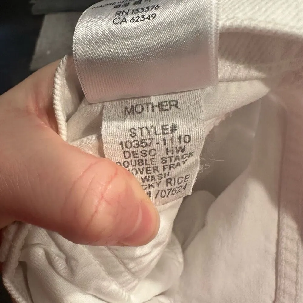 Mother Snacks Women’s 32 White Double Stack Hover Fray White Jeans - Image 7