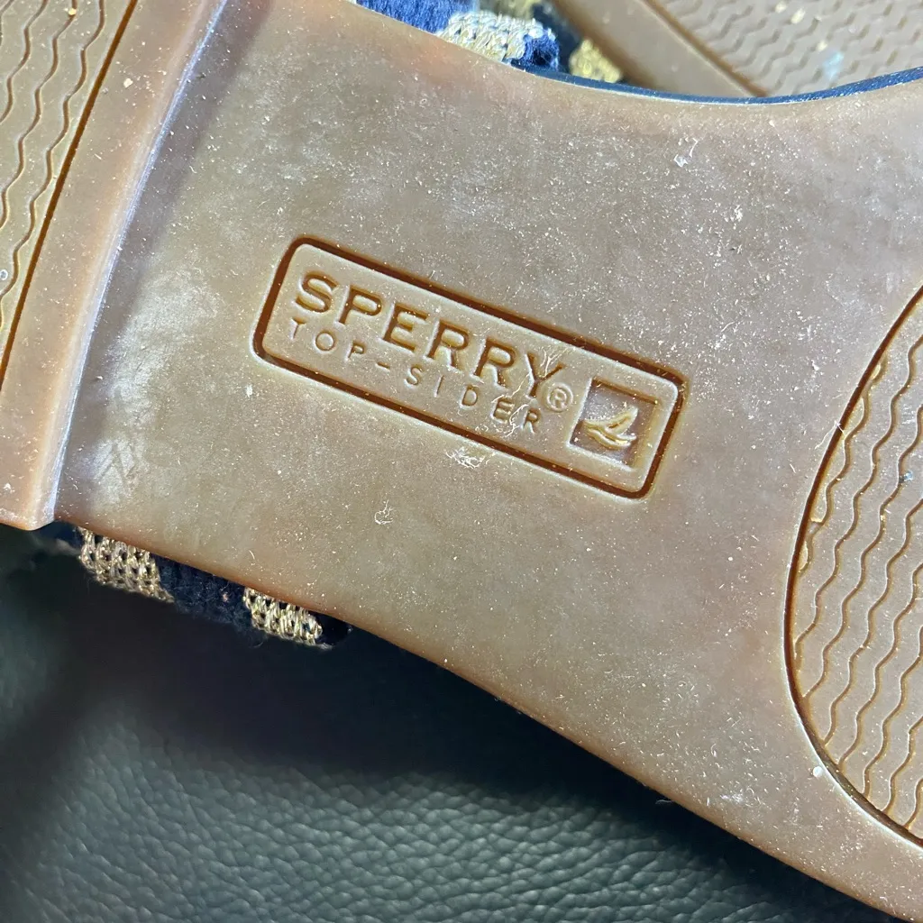 Sperry Stylish Women's Sandals with Straps Navy Blue and Gold Size 7 1/2 - Image 12