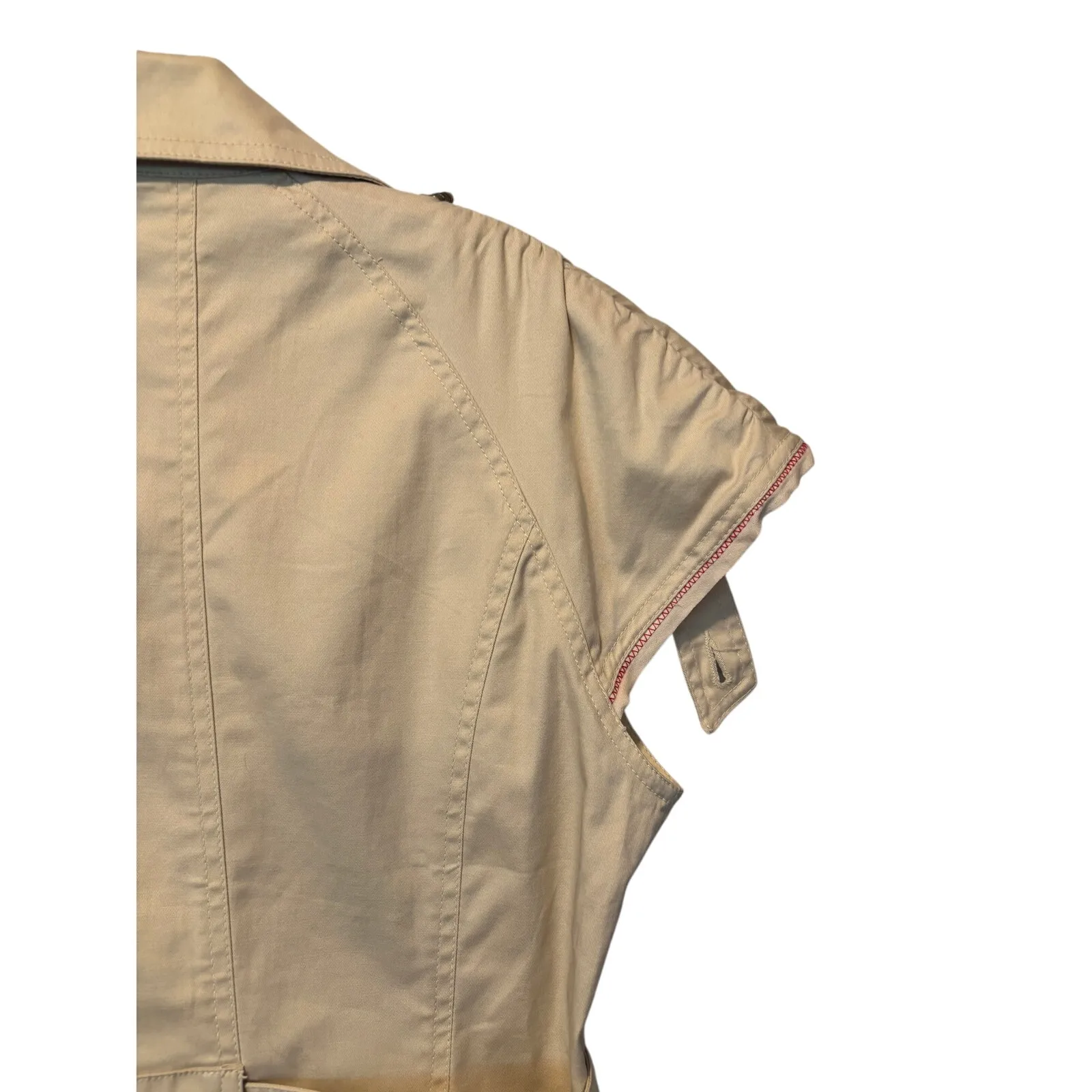 Cache 2 pc Top Vest City Walking Bermuda Safari Short Beige Red Stitching $206 - Image 10