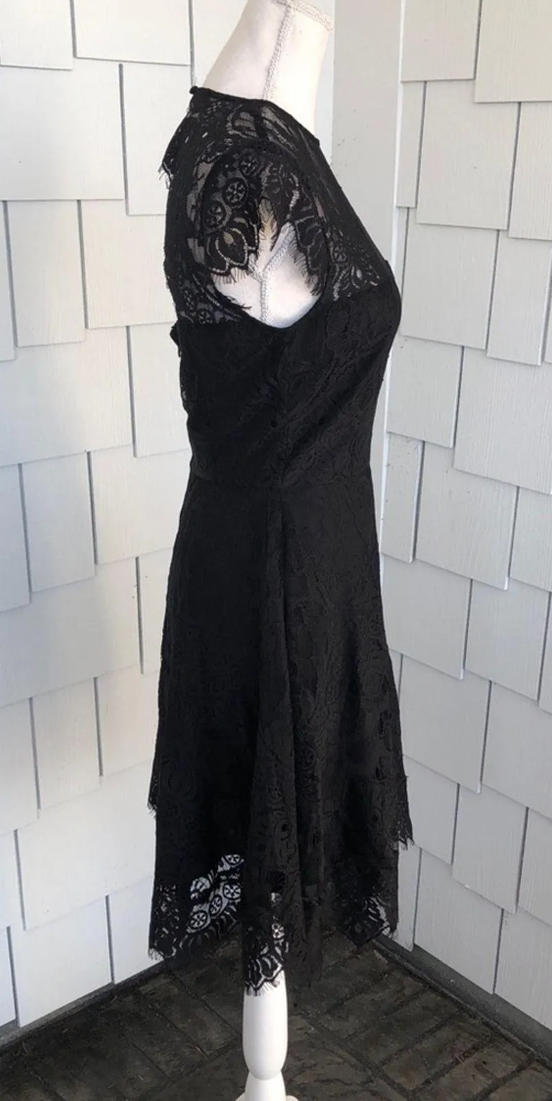 BB Dakota Women's Black Rhianna Cap Sleeve Open Back Lace Fit & Flare Dress sz 2 - Image 5