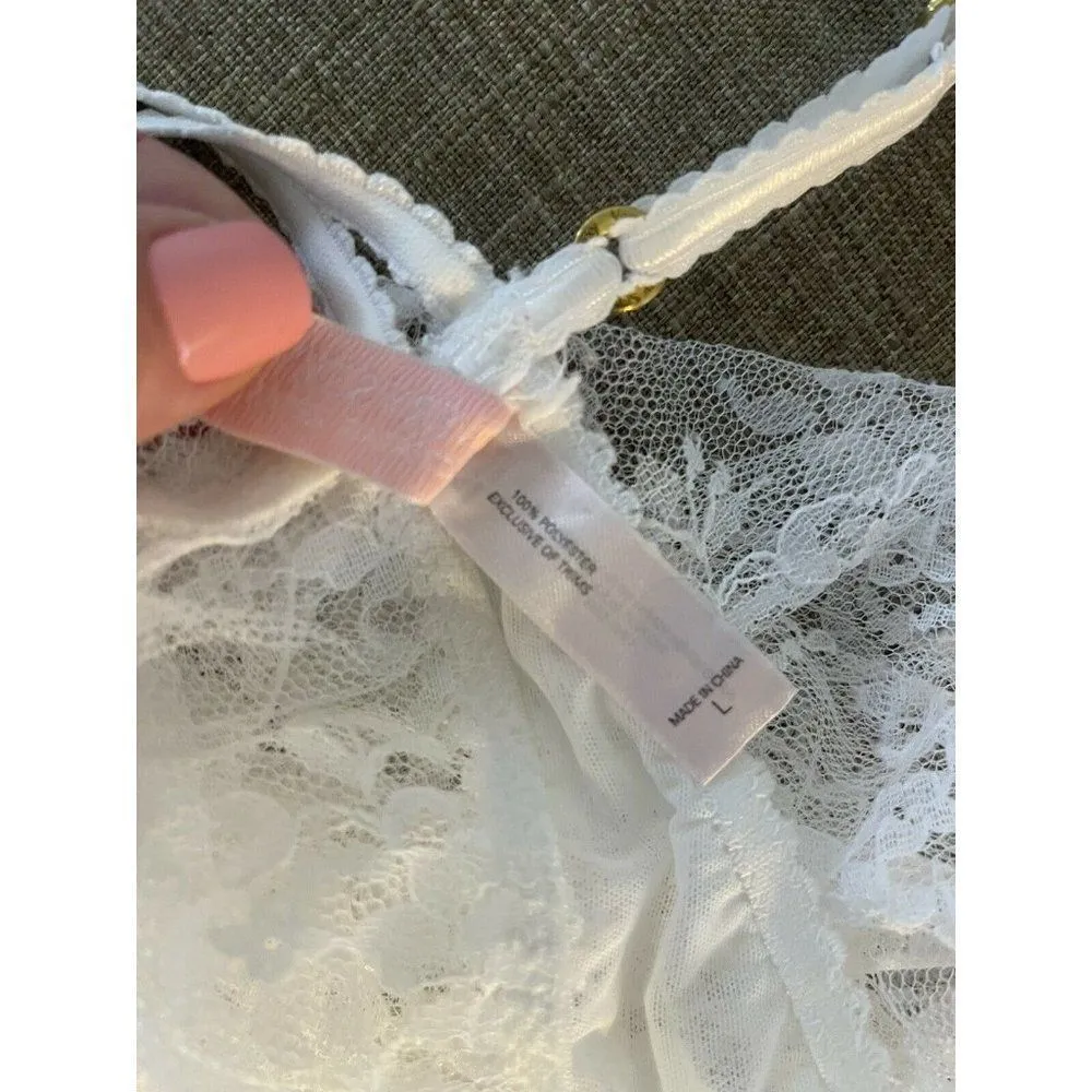 Victoria's Secret White Very Sexy Lace Babydoll Bra Cami Nightie VS Size Large - Image 7