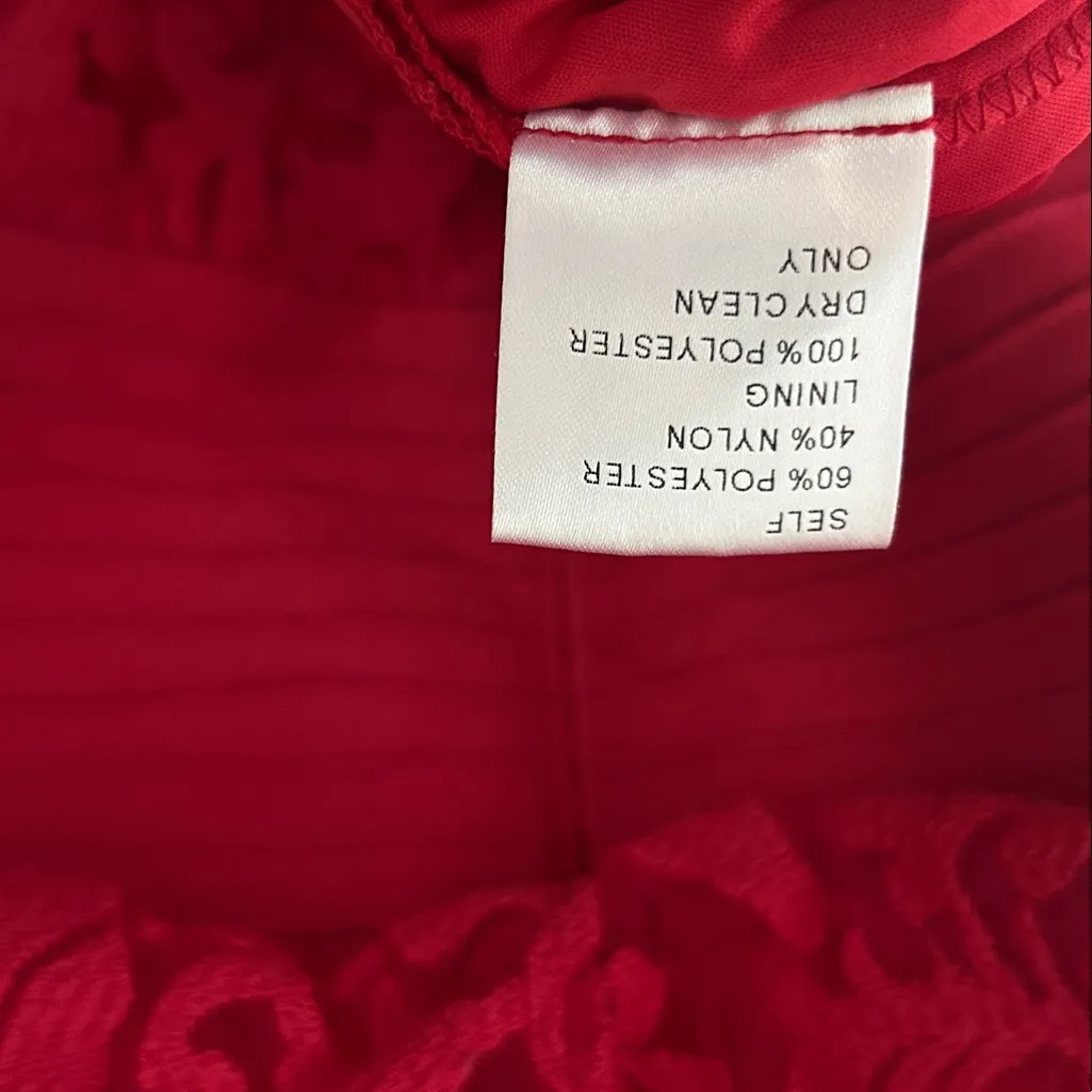 Tadashi Shoji Red Lace Illusion Maxi Gown Women’s Size 4 Formal Evening Dress - Image 11