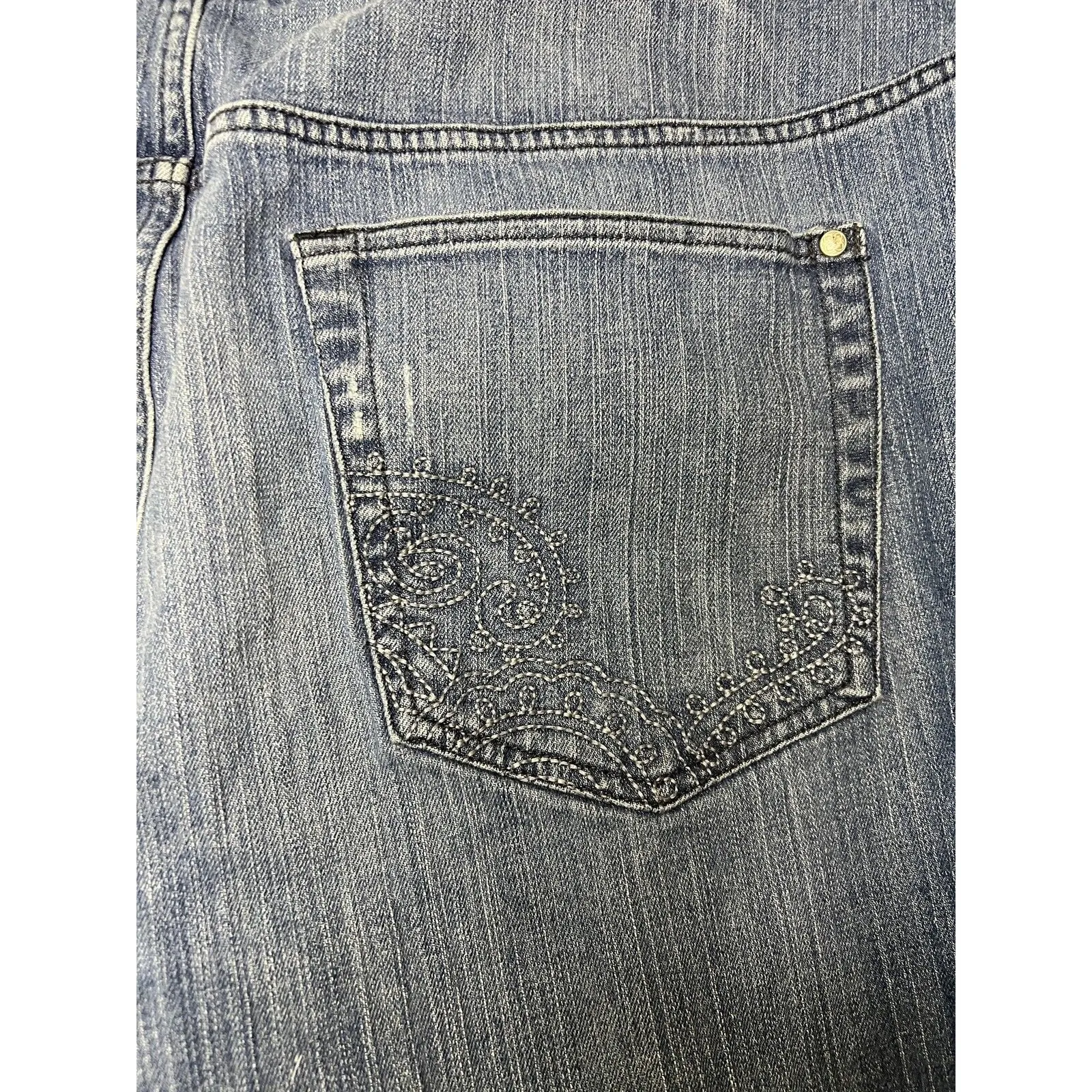 Lane Bryant Jeans Womens 26 Medium Wash Blue Straight Leg Embroidered Stretch - Image 6