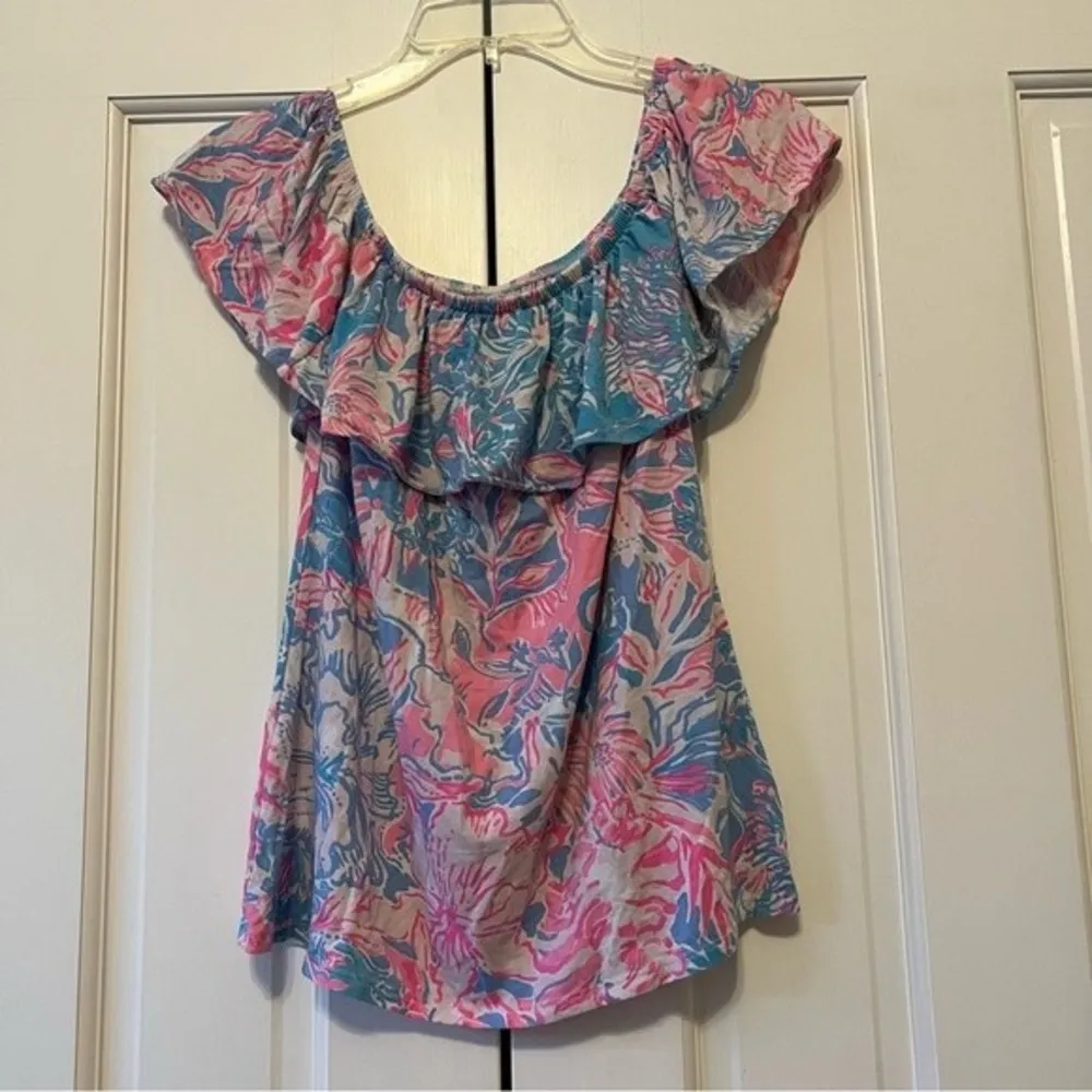 Lilly Pulitzer La Fortuna Top in Blue Peri Viva La Lilly Size Small - Image 2