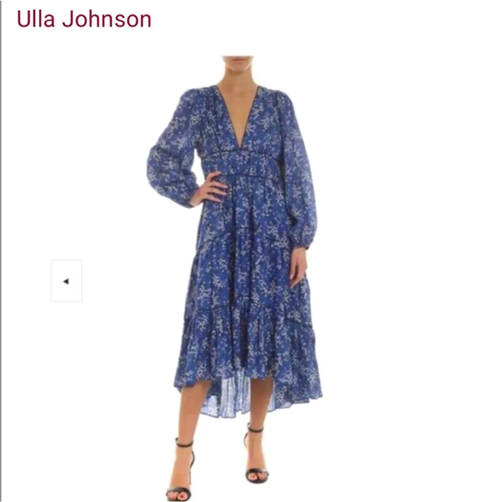 NWOT Ulla Johnson Silk Blue Joan Midi Floral Dress Size 0 - Image 12