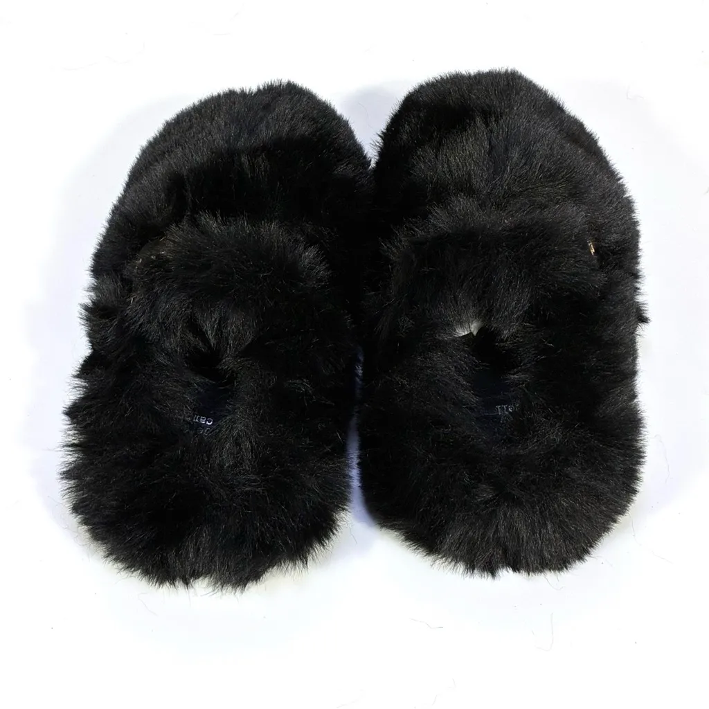 Jeffrey Campbell Rlxathome Faux Fur Slipper Black 6 NEW Vegan Cozy Soft Fluffy - Image 6