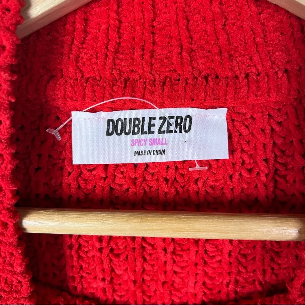 Double Zero Red Knit Mock Neck Crewneck Sweater S - Image 4