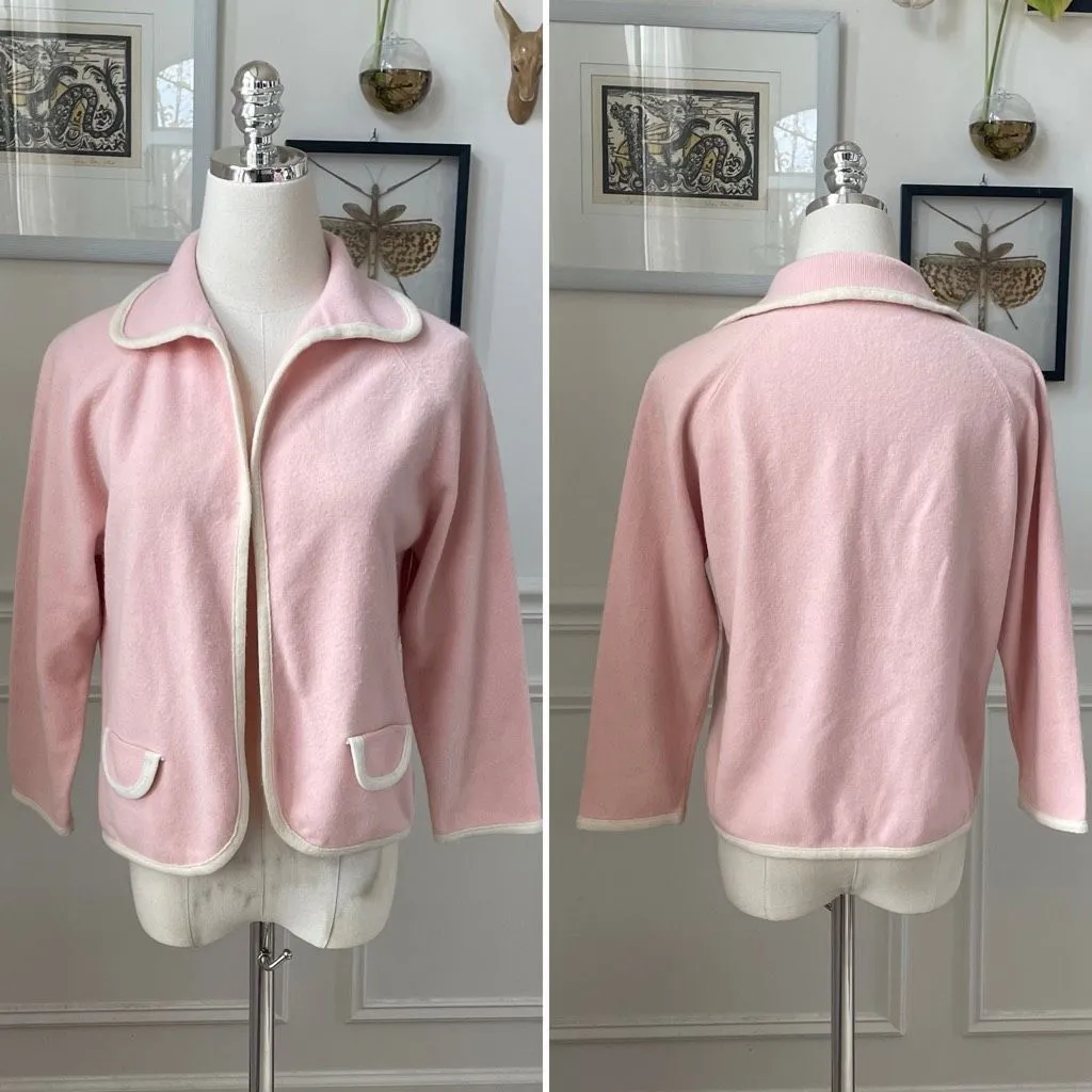 Vintage Pink Open From Cardigan Sweater Jacket S - Image 2