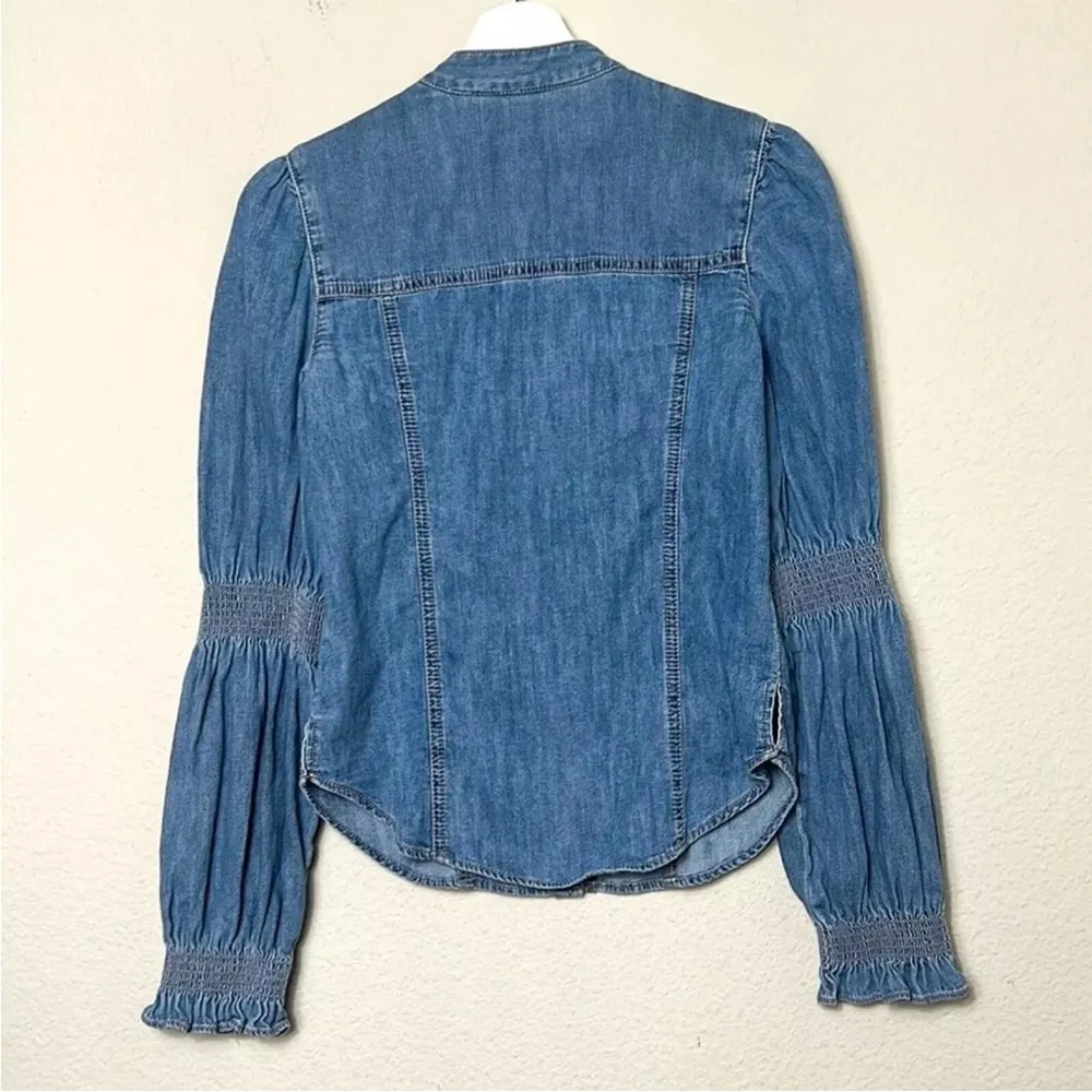 Veronica Beard Dalton Puff Sleeve Button Down Shirt - Image 5