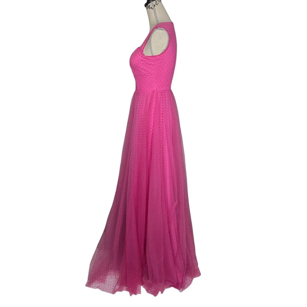 Faeriesty French Dot Formal Gown Pink Small Size XS - Image 3