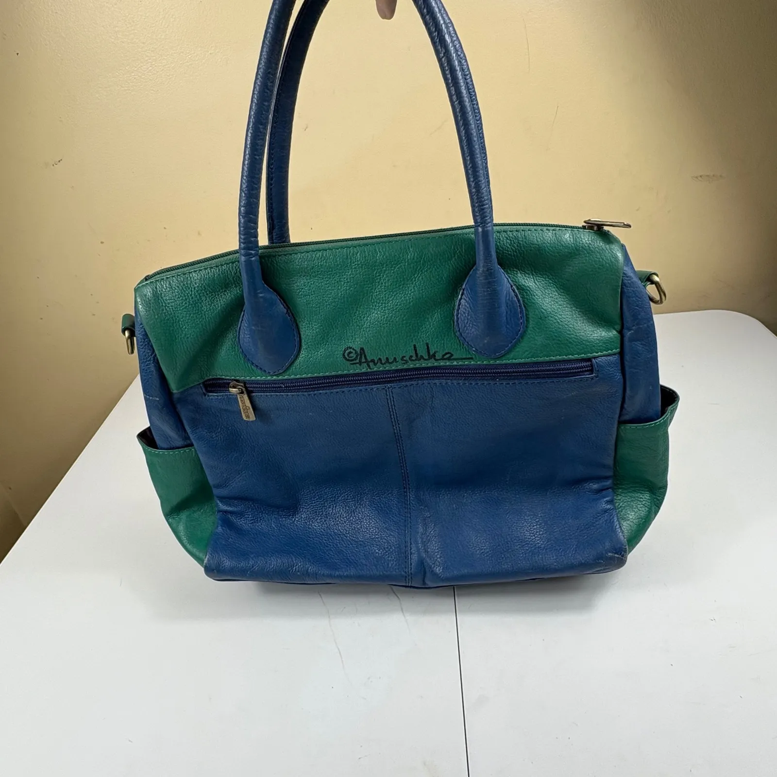 Anuschka Hand Painted Leather Shoulder Bag Butterfly Floral Satchel Tote - Image 7