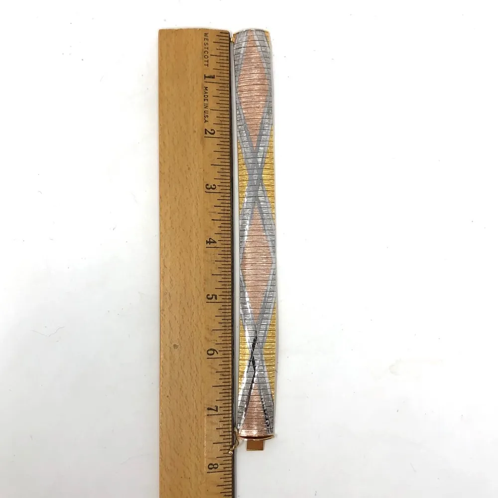 Sterling silver tricolor bracelet, made in Italy, 27.9g - Image 7