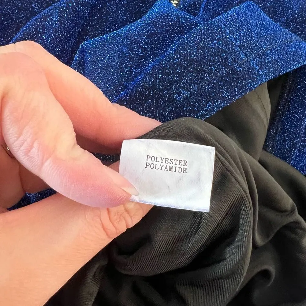 Abyss by Abby Jalia long sleeve blue shiny bodycon mini dress size xs - Image 11