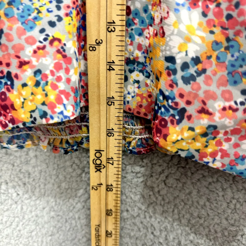 Zara Boho Crop Top Womens Small Ditzy Floral Smocked Long Sleeve‎ Ruffle Cottage - Image 5