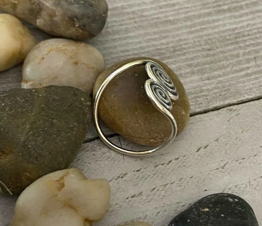 Sterling Silver Double Spiral Toe Ring Midi Ring - Image 3