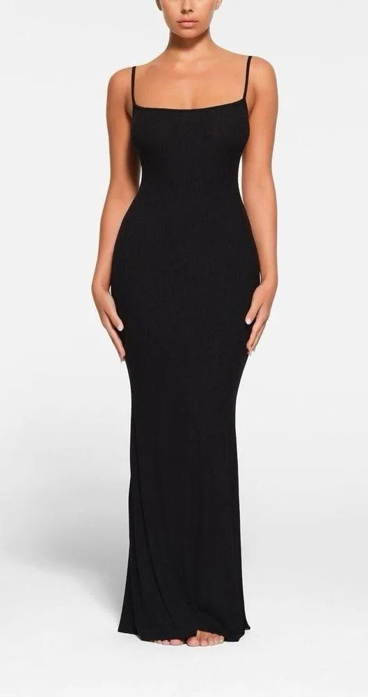 SKIMS  Fits Everybody Long Slip Dress in Onyx Black Size Extra Small NWT - Image 5