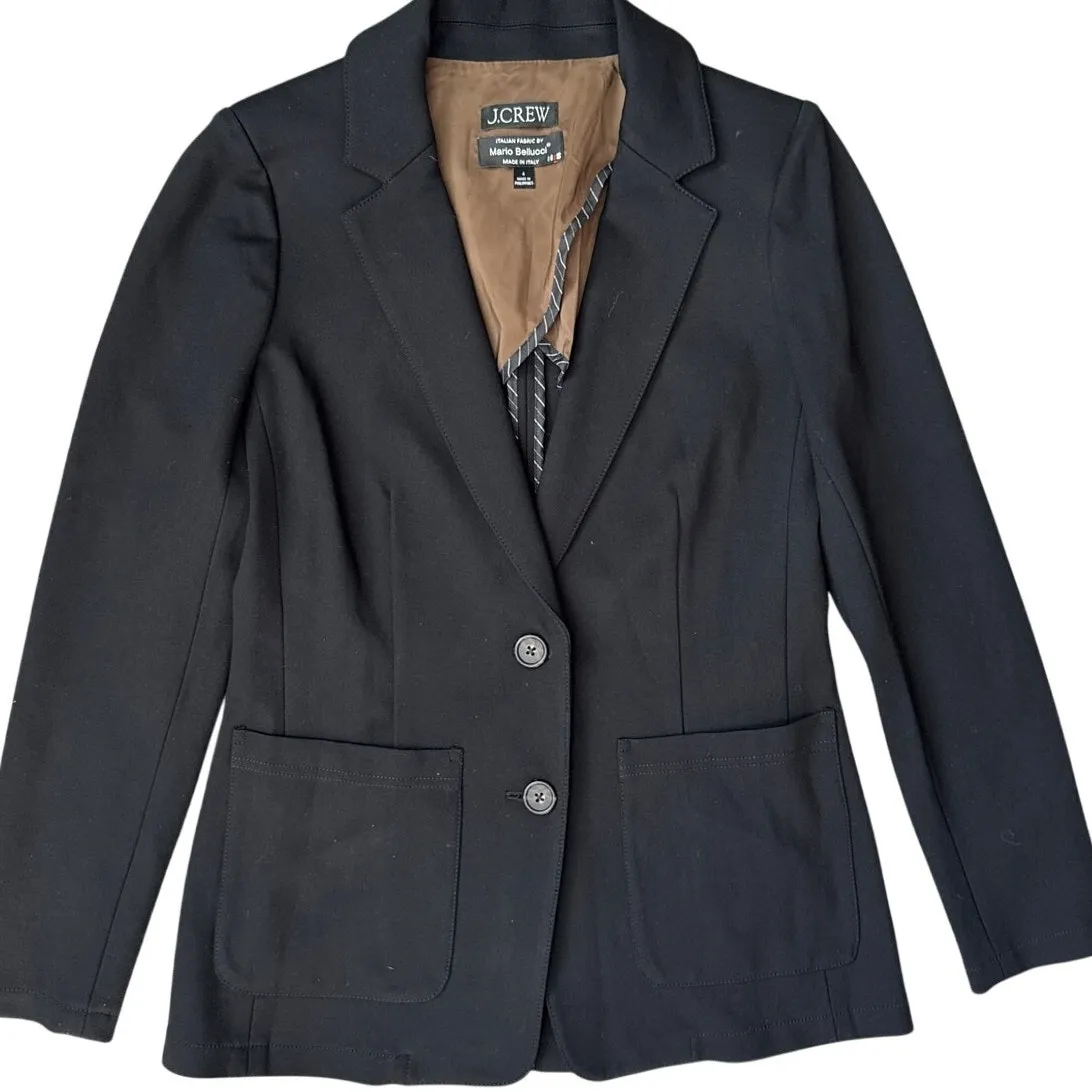 J. Crew Patrick Patch Pocket Italian Fabric Luxe Ponte Blazer Black Size 4 - Image 5