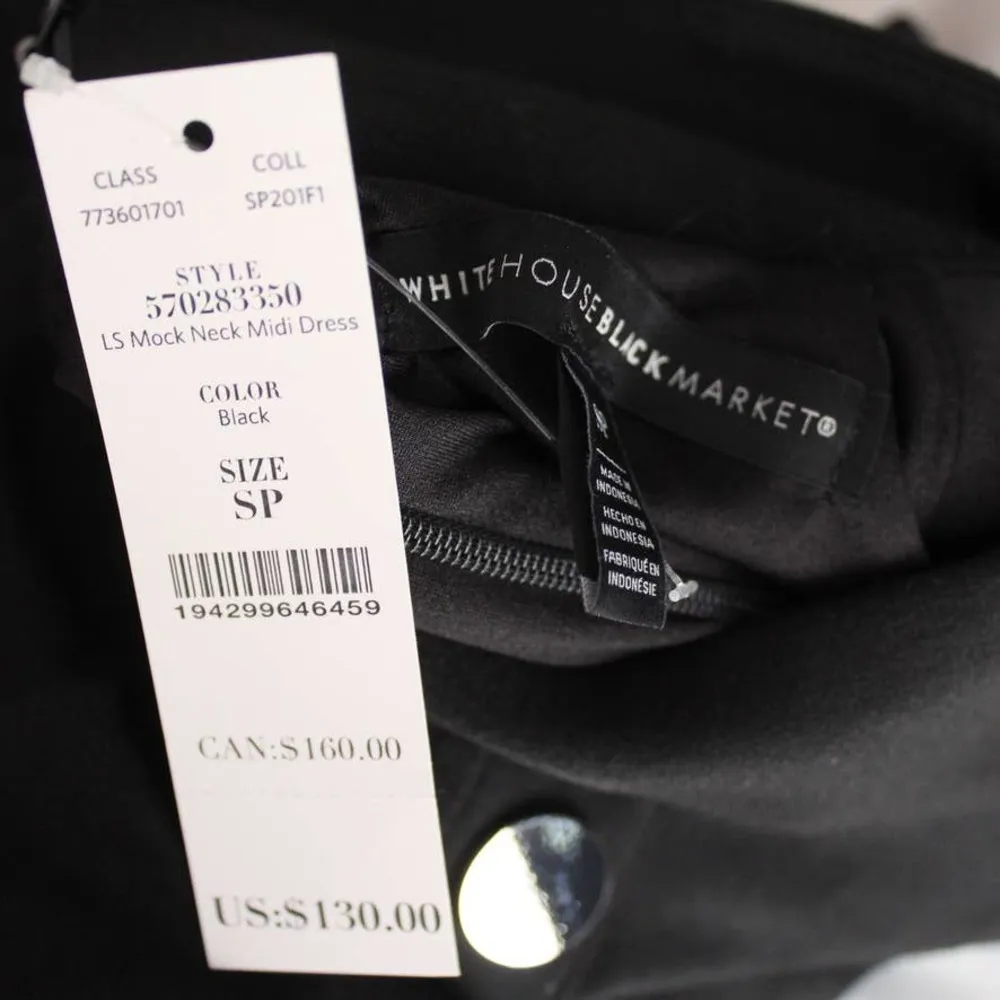 White House Black Market Petite Mock Neck Knit Long Sleeve Dress Button WHBM PS - Image 4