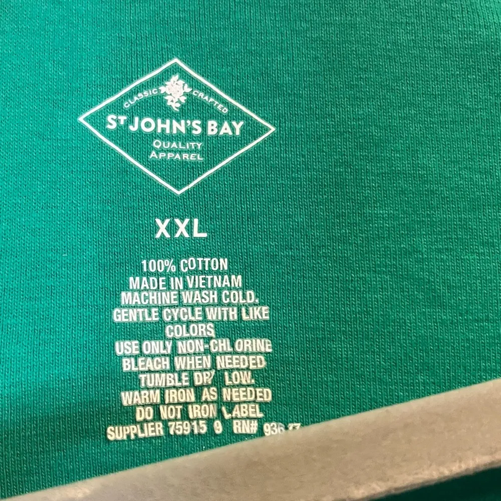 St John’s Bay Top Green (Bright Parakeet) Short Slv Scoop Neck Cotton T XXL GUC - Image 4