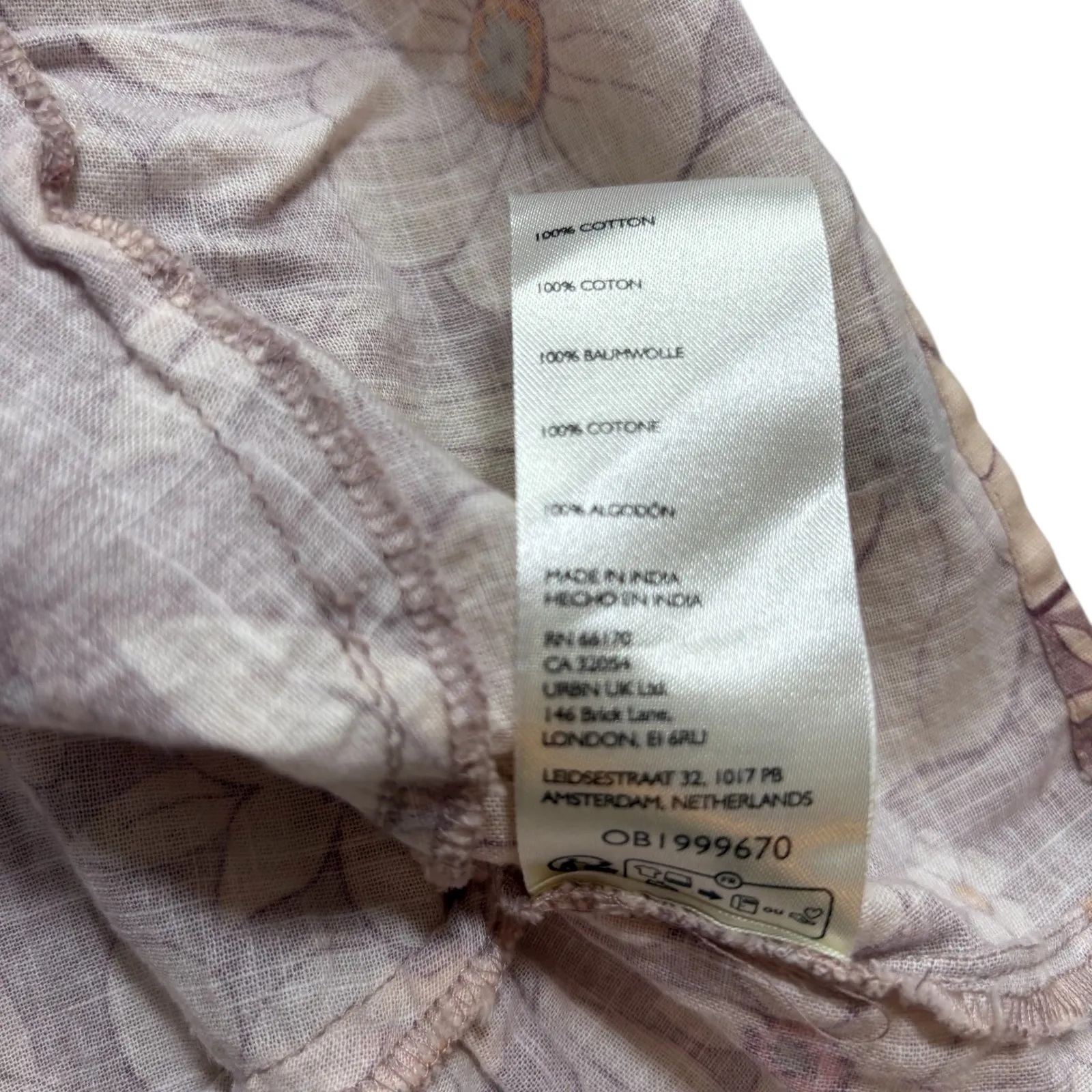 Free People‎ Frankie Cotton Tunic dress Shirt Floral Tie Front Boho M Stone - Image 7