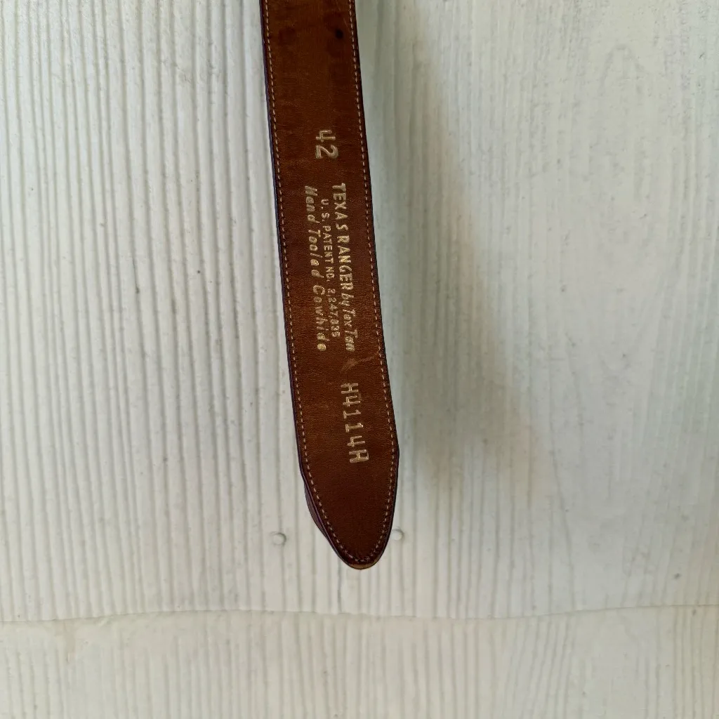 Texas Ranger by Tex Tan Tooled Cowhide Belt Brown - Image 6