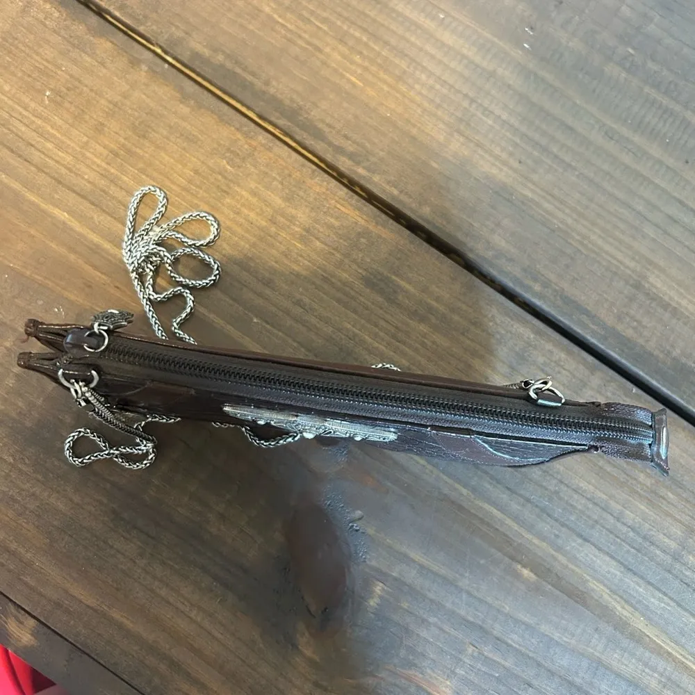 Brighton Vintage  Croco Embossed Leather Crossbody Purse - Image 5