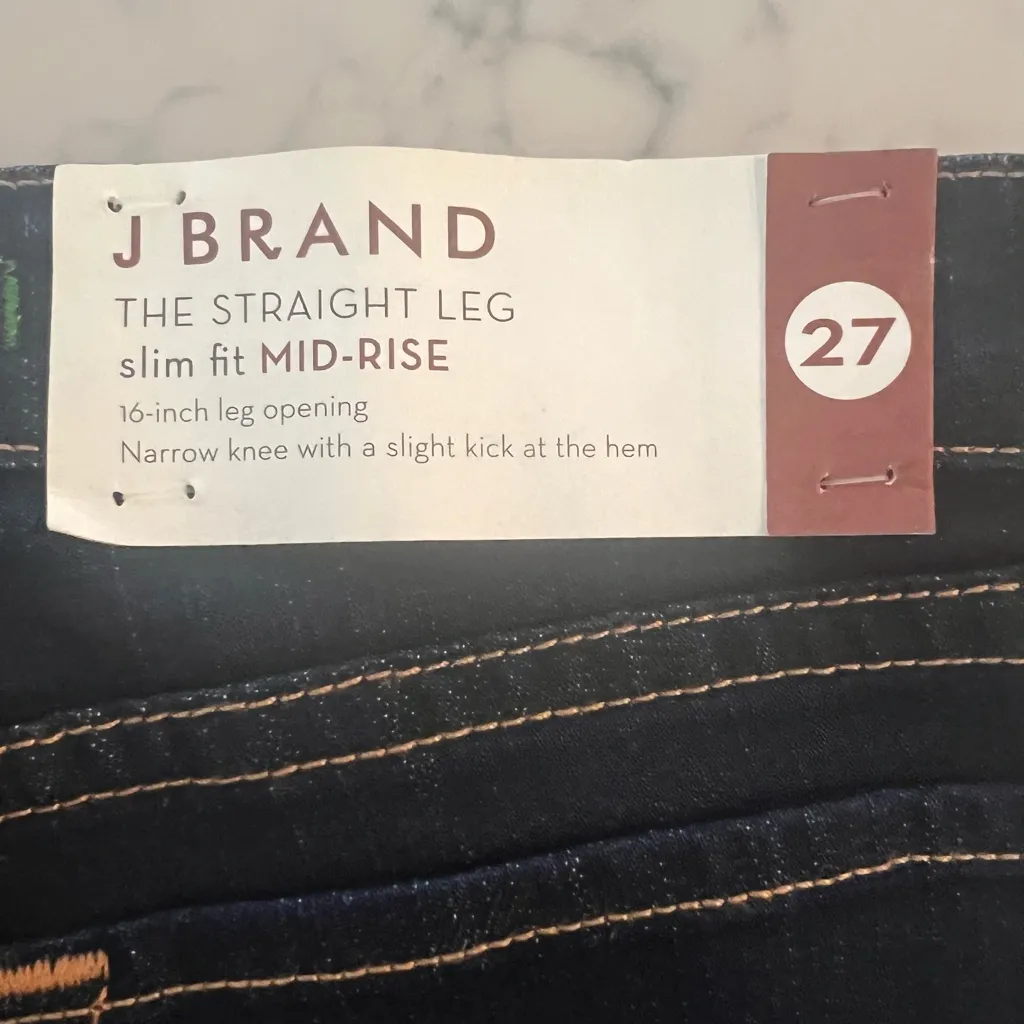 New J Brand Women’s Jeans Straight Leg Slim Fit Mid Rise  27 Dark Blue NWT $158 - Image 11