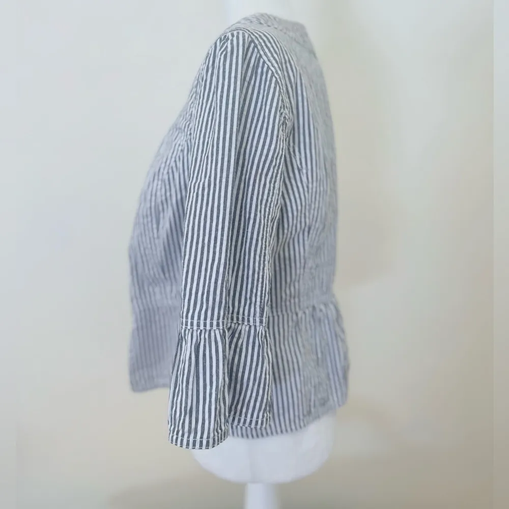 Sandro Seersucker Peplum 3/4 Sleeve Light Jacket Size Large - Image 5