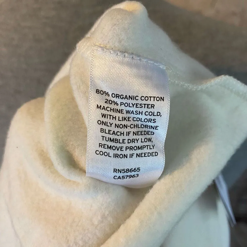 BP Women Ivory Green Topographic Topo Long Sleeve Crewneck Crop Sweatshirt Small - Image 6