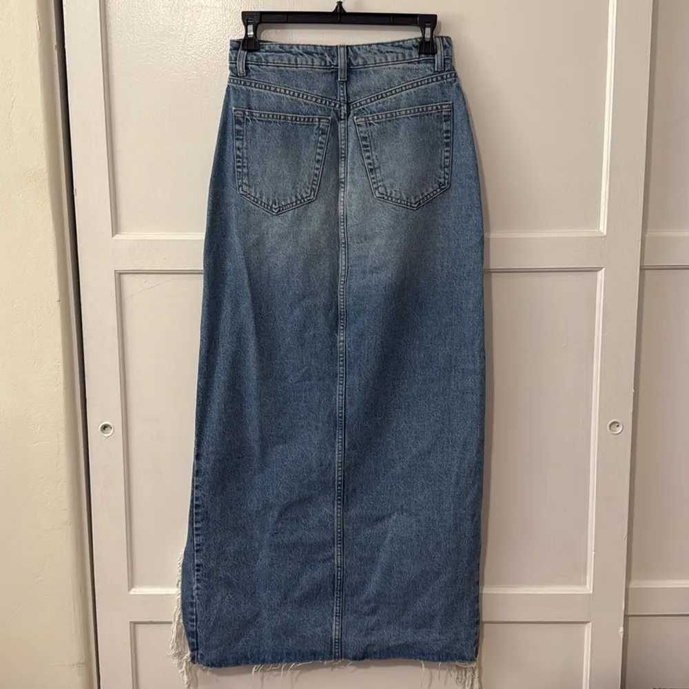 Topshop Rip Slit Denim Skirt In Blue - Image 8