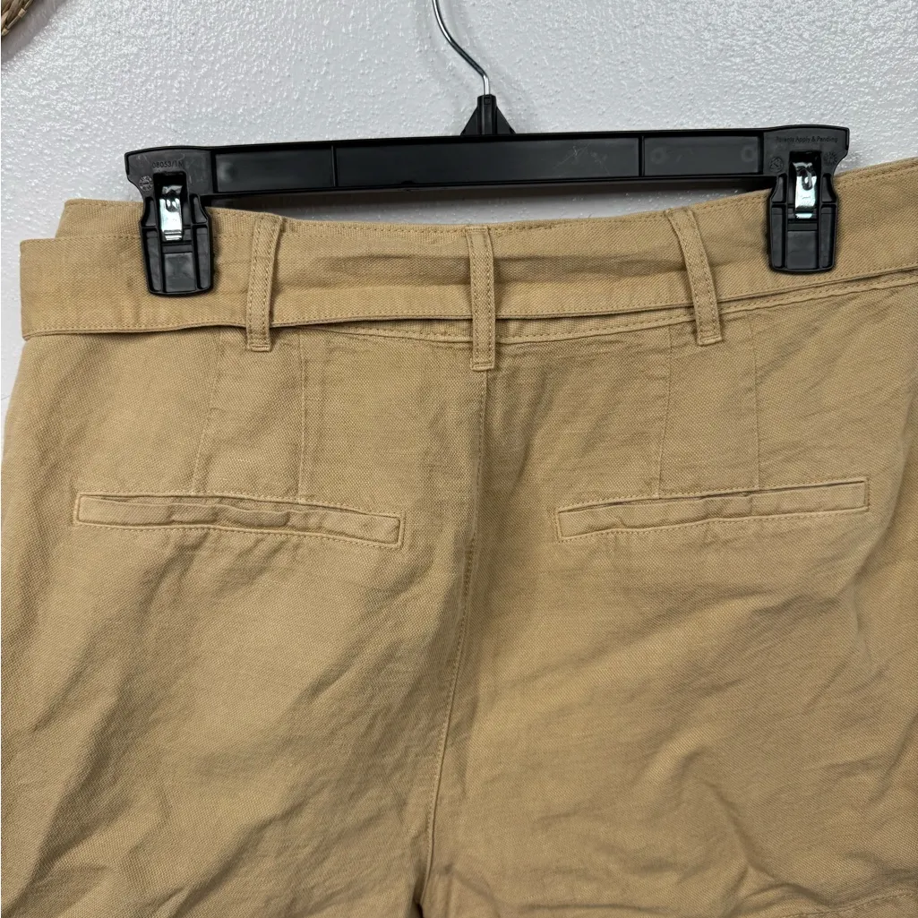 Nicole Miller New York Shorts Womens Size 8 Beige High-Waist Belted Linen Blend - Image 4