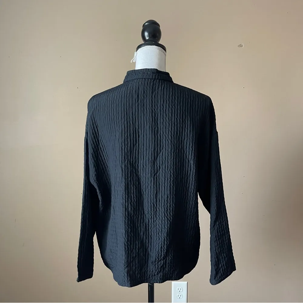 ELIEEN FISHER | Black Waffle Texture Open Silhouette Jacket Sz M - Image 8