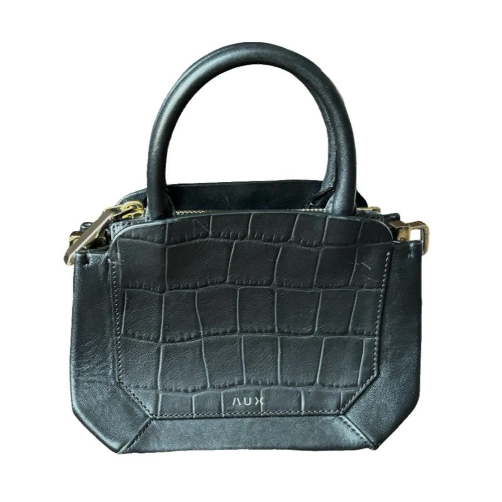 Aritzia Auxiliary Square Crossbody Bag Small Black Strap Mini Gold Hardware NWOT - Image 2