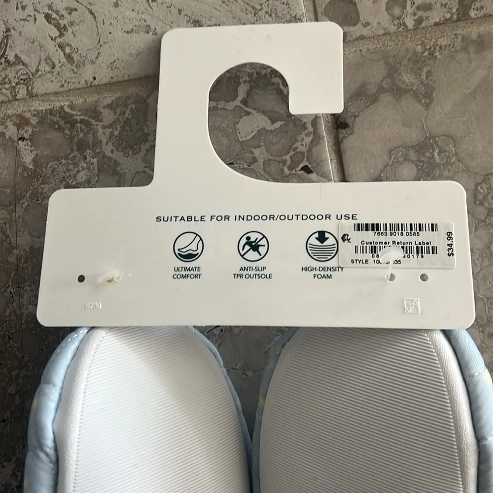 New Charter Club Quilted Paisley Floral Slippers, Blue Size L (US 9-10) NWT - Image 6