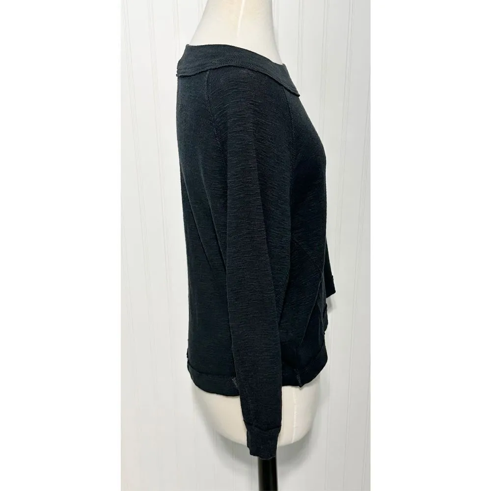 Free People Women's Don't Forget Me Button‎ Pullover Shirt Top Black Size Medium - Image 3