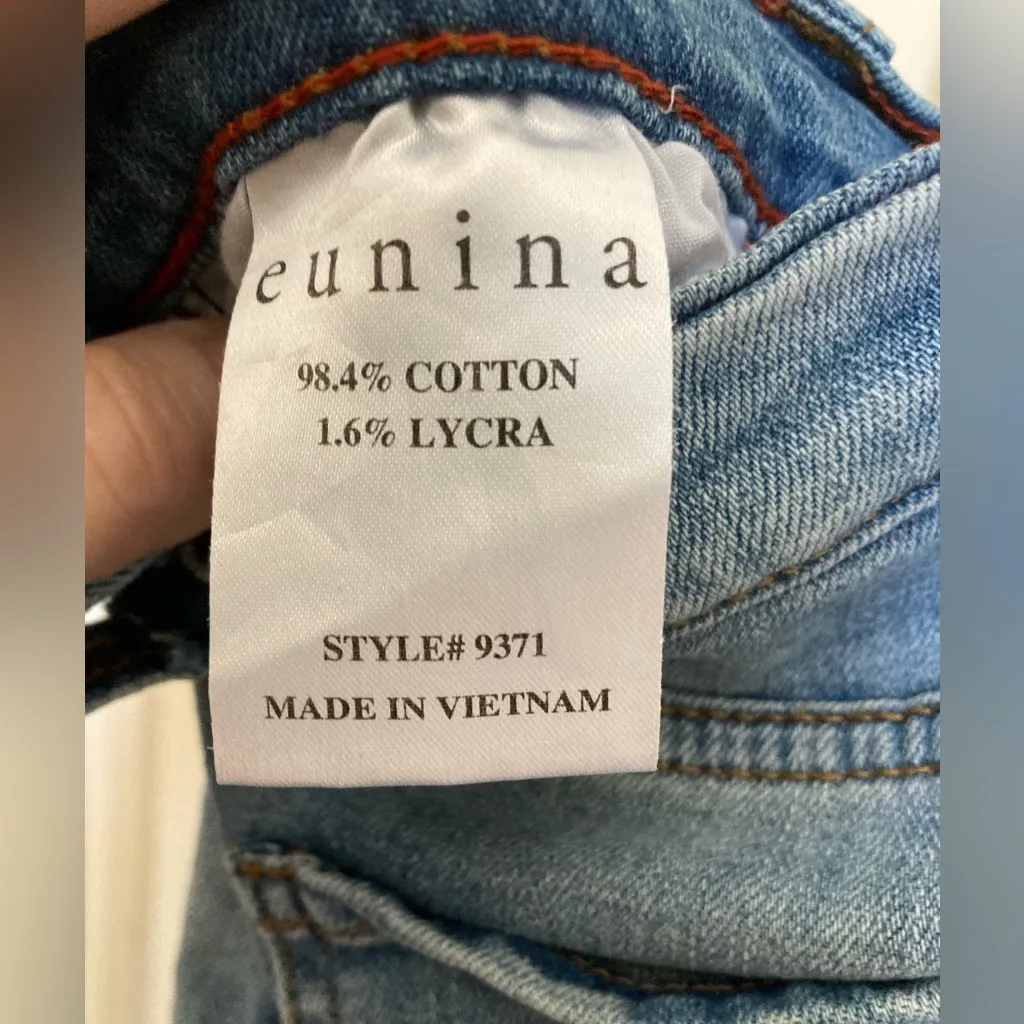 Eunina Medium Wash Frankie Low Rise Girlfriend Distressed Ripped Denim Jeans #S - Image 4