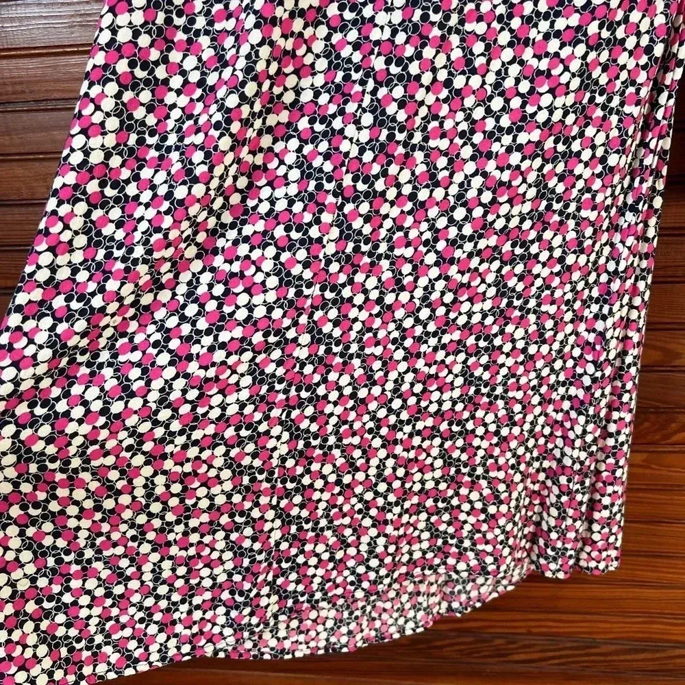 BODEN Circle Print Three Quarter Sleeve Dress Pink Blue White Size 6L - Image 9