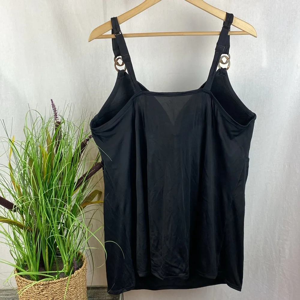 Cacique Black Contour Cup Tankini Swim Bathing Suit Top 44G - Image 2