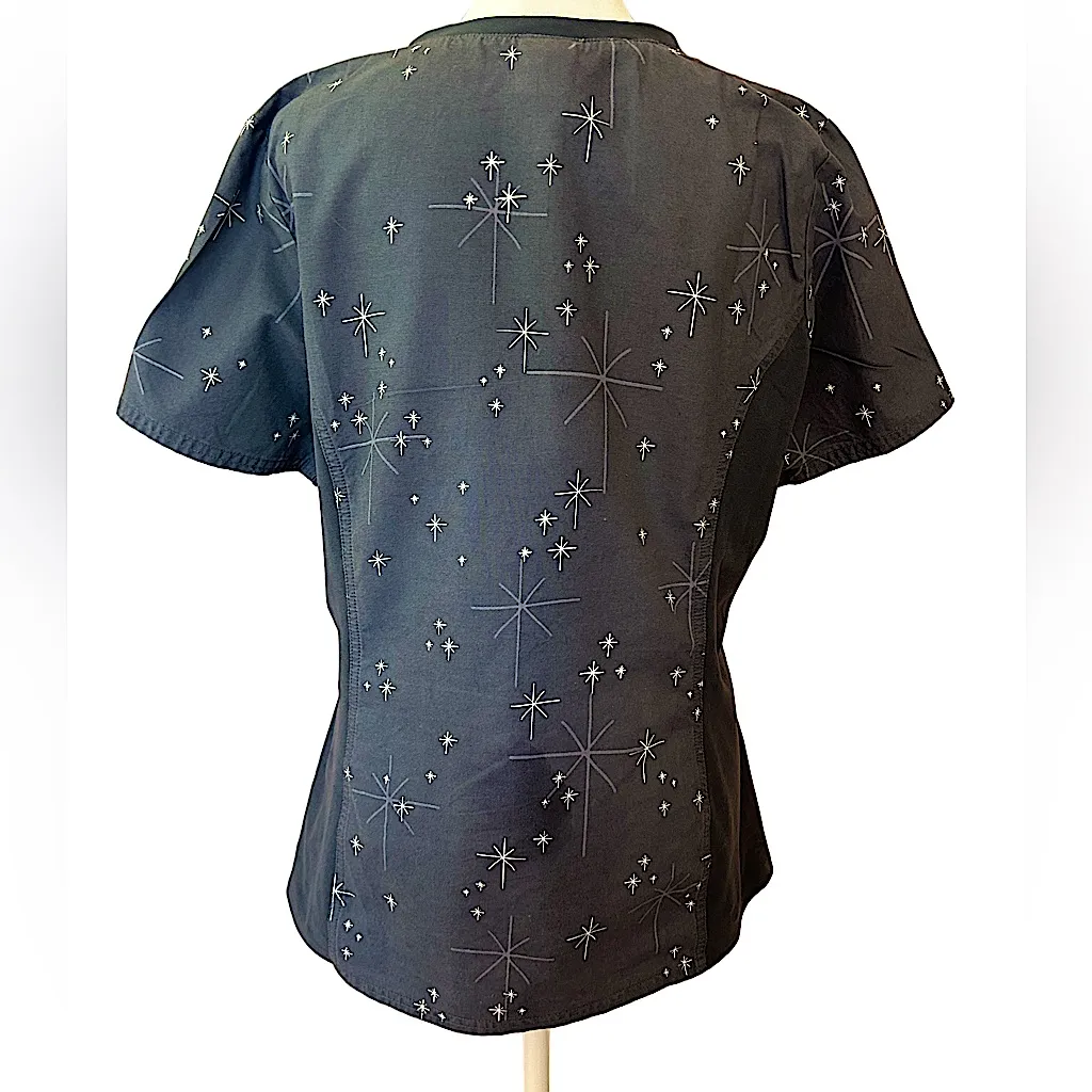 Rare Disney Nightmare before Christmas Halloween scrub top jack Sally pocket M - Image 2