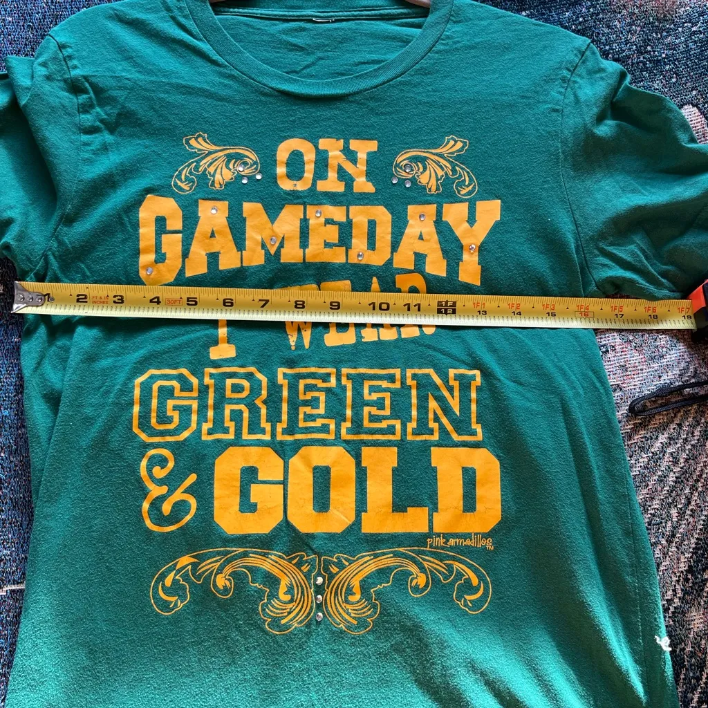 NFL Packers Graphic Green and Gold Short Sleeve Tee SZ M Crew Football Green Bay - Image 11