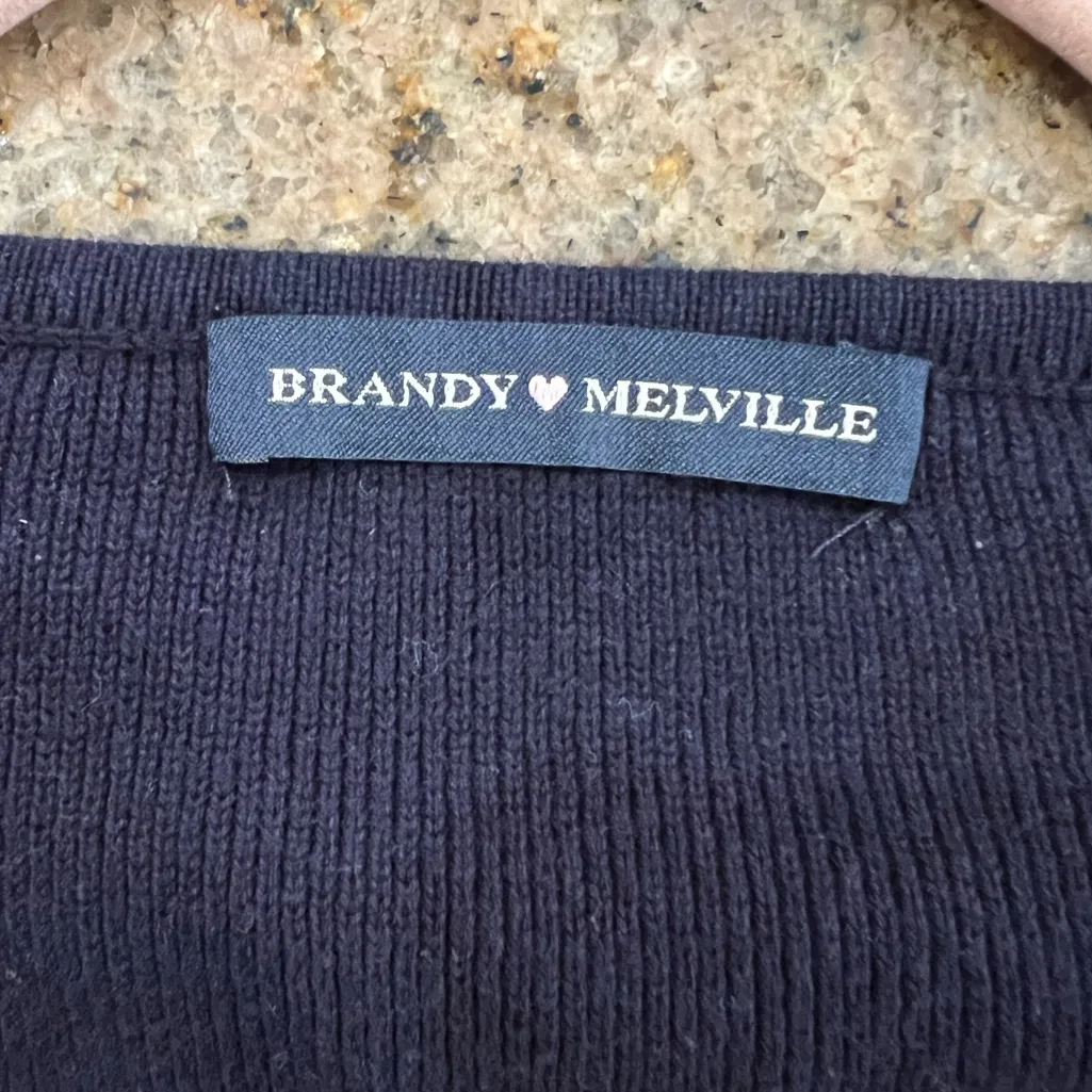 Brandy Melville Cropped Navy Button-Up Cardigan – One Size – EUC - Image 4